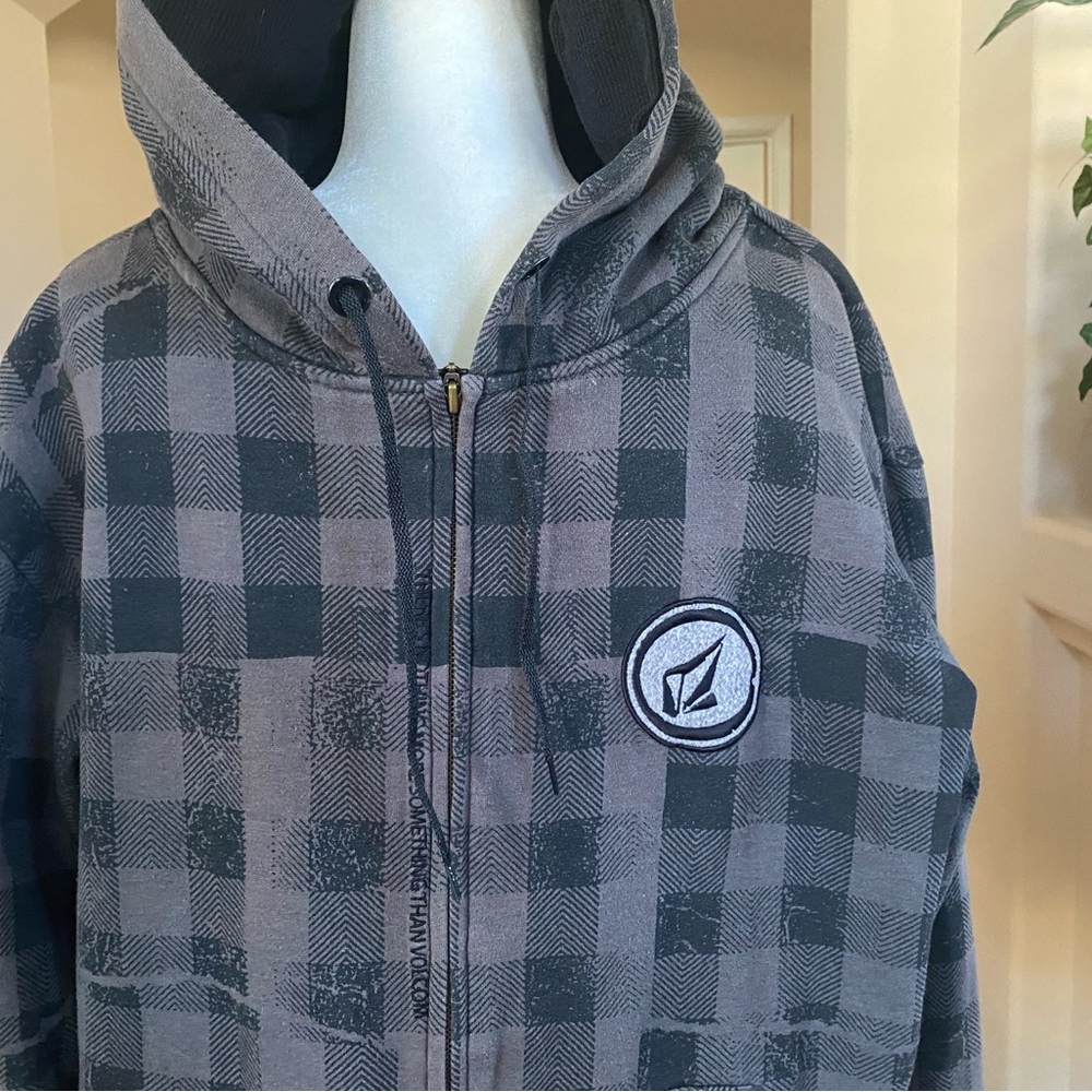 Volcom Black/Brown Jacket with Hood and Zipper XL - Picture 3 of 8